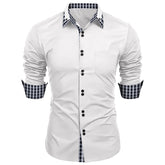 Collar Stitching Plaid Lapel Shirt European And American